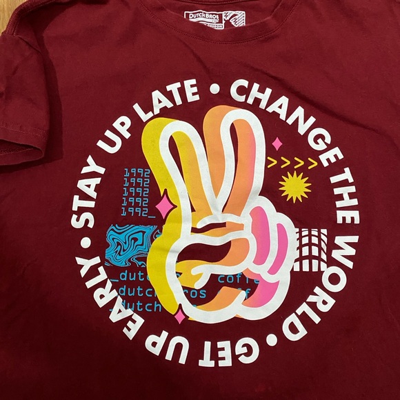 Dutch Bros Stay Up Late T-Shirt Size Medium Maroon - Picture 5 of 5